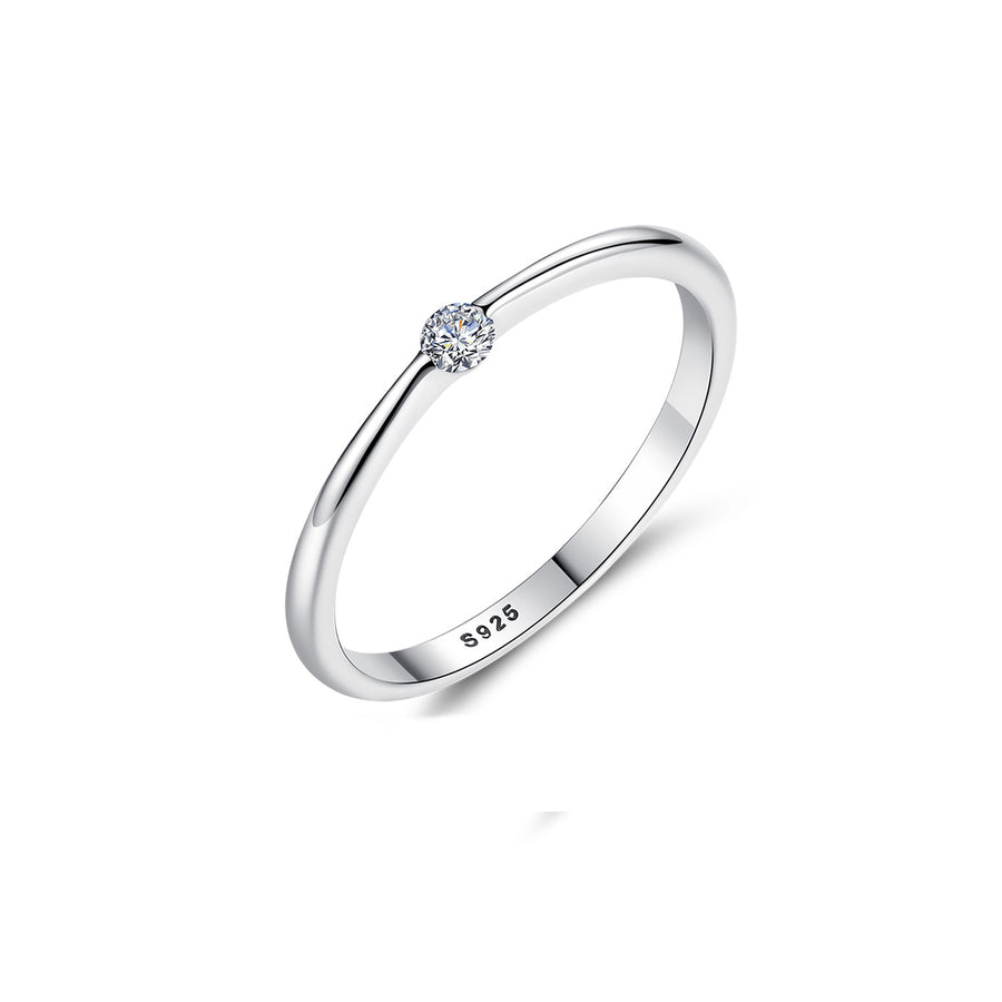 Lovesick Jewelry Sterling Silver CZ Cubic Zirconia Crystal Solitaire Ring