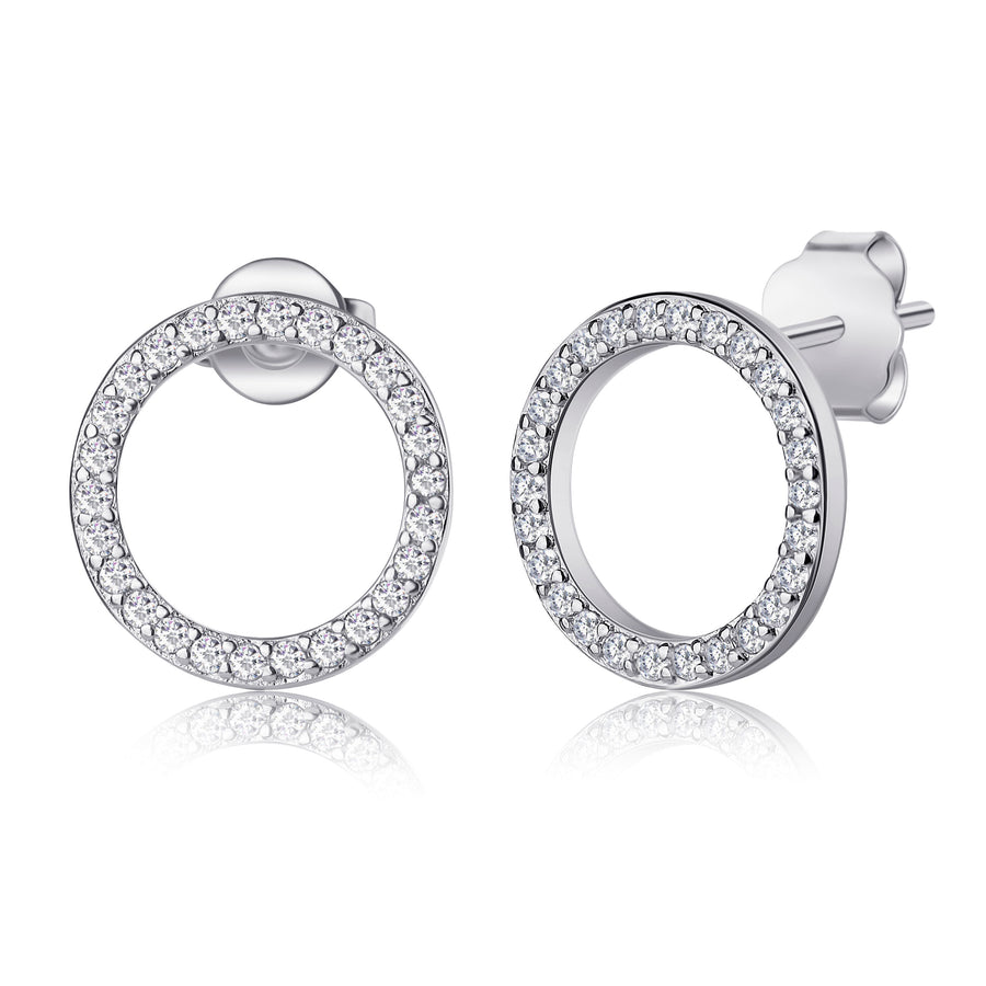 Lovesick Jewelry Sterling Silver Crystal Circle Stud Earrings