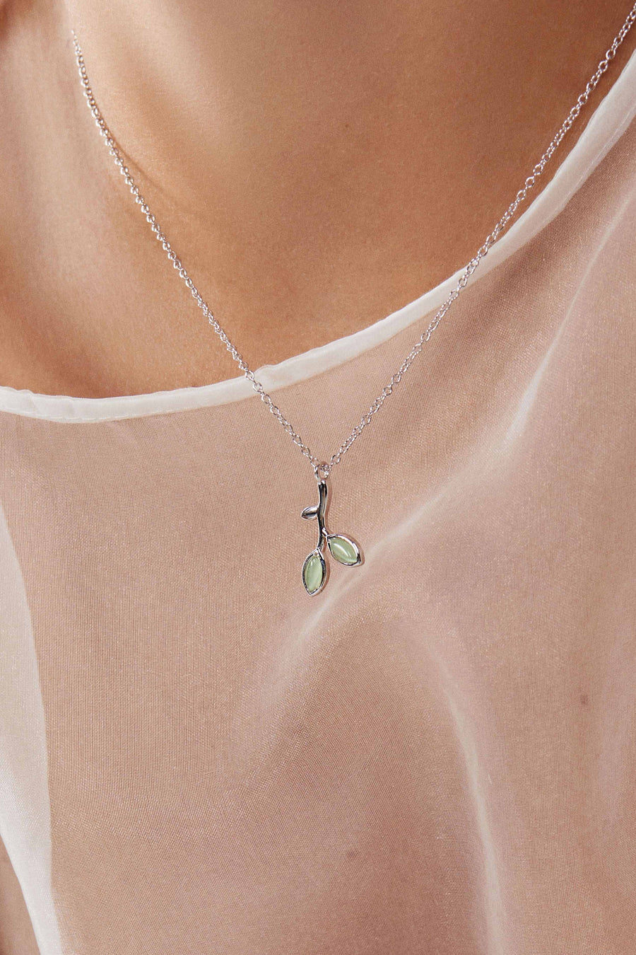 Lovesick Jewelry Sterling Silver Green Leaf Necklace