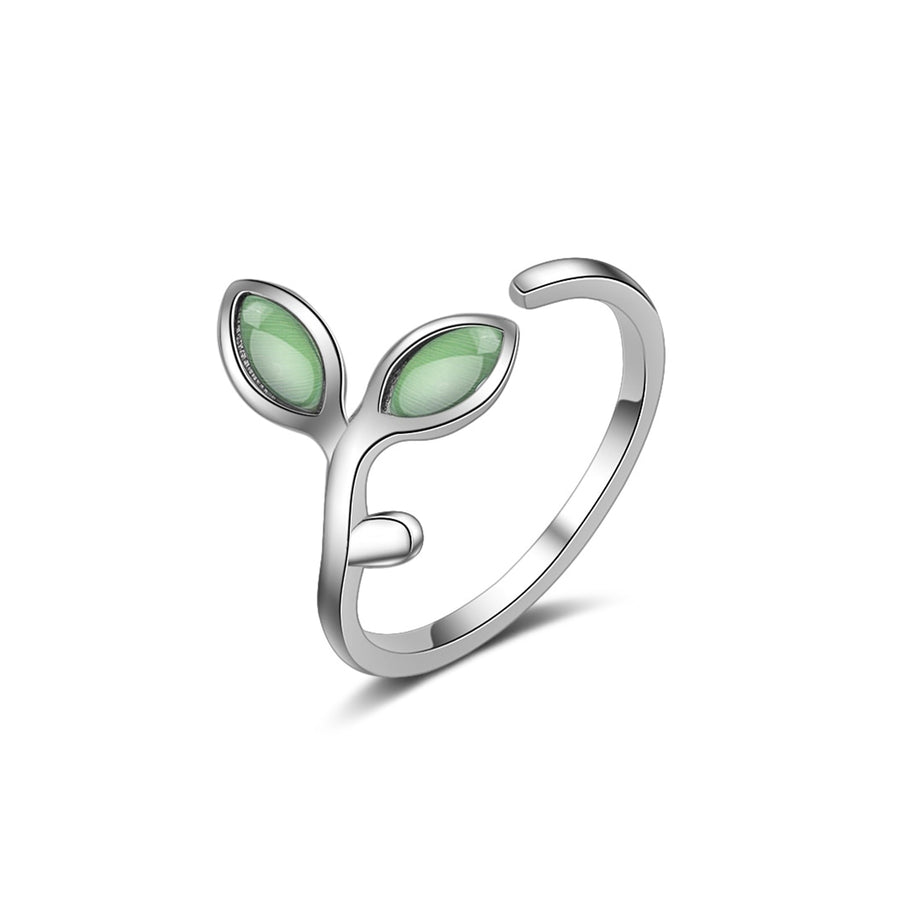 Lovesick Jewelry Sterling Silver Green Leaf Open Ring