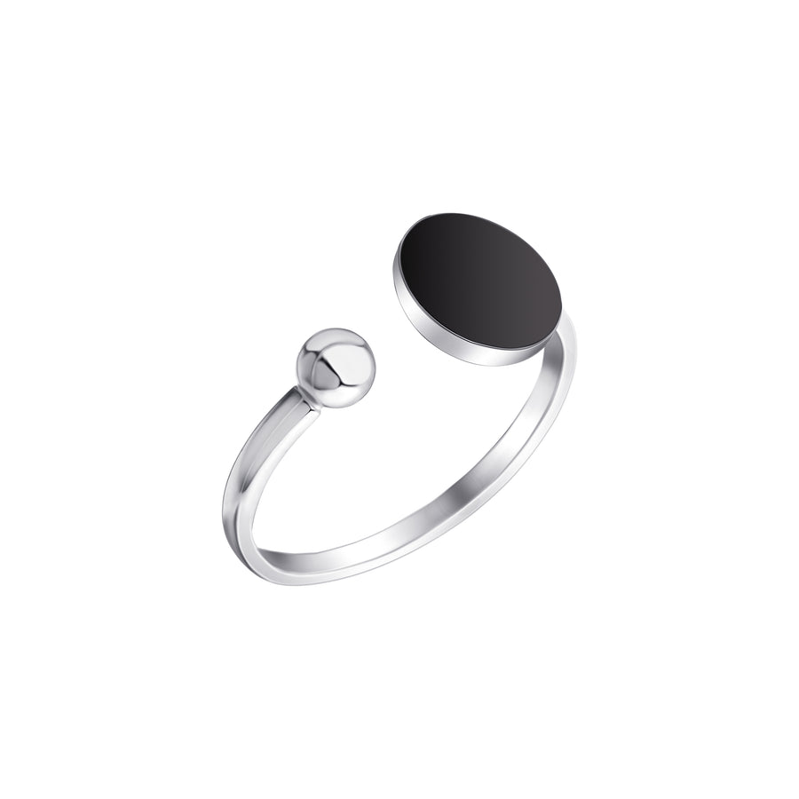Lovesick Jewelry Sterling Silver Open Black Ball Ring
