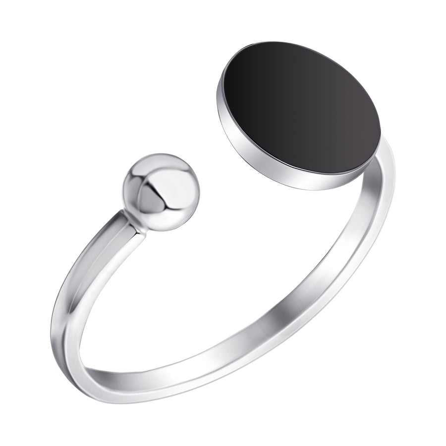 Lovesick Jewelry Sterling Silver Black Ball Open Ring